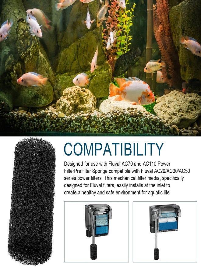 HCLSY 6 Pack Pre Filter Sponge, Aquarium Pre Filters Intake Sponge Replacement for Fluval AC20/AC30/AC50 Power Filter, Intake Strainer Sponge Use in Freshwater & Saltwater Aquariums - Image 2
